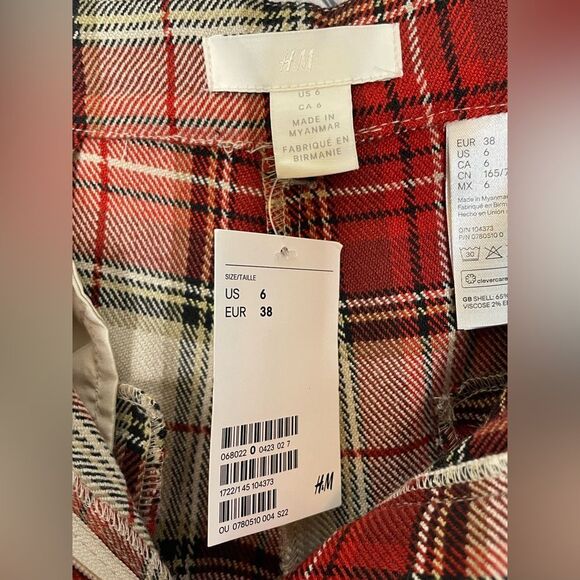 NWT H&M Plaid Pleated Front Pants 6 - Picture 6 of 9